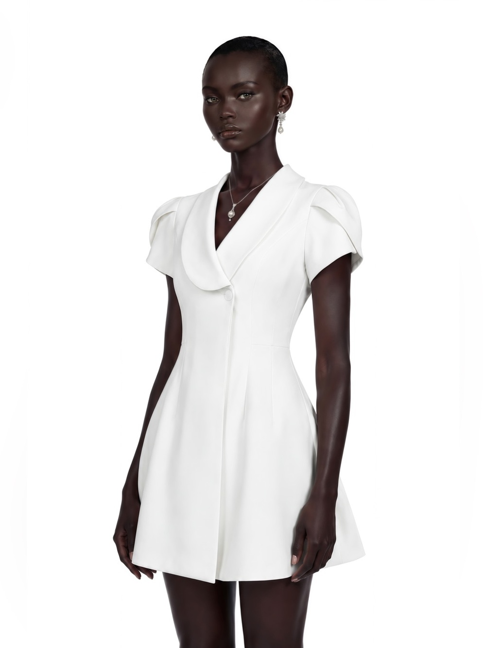 NWT Miss Rosier | Acharya White Shawl Lapel Mini Dress XXL